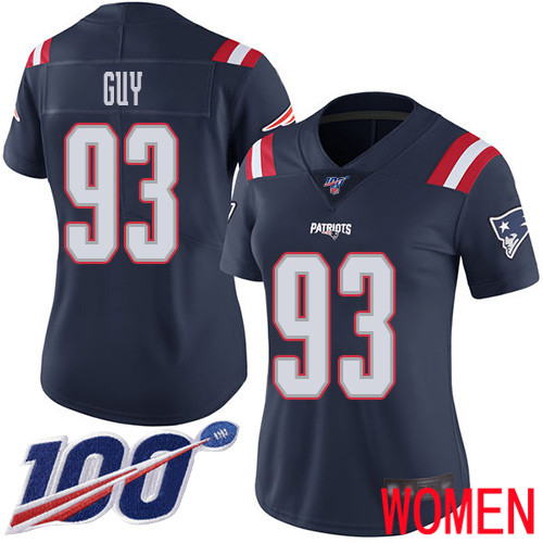 New England Patriots Football #93 100th Season Limited Navy Blue Women Lawrence Guy NFL Jersey